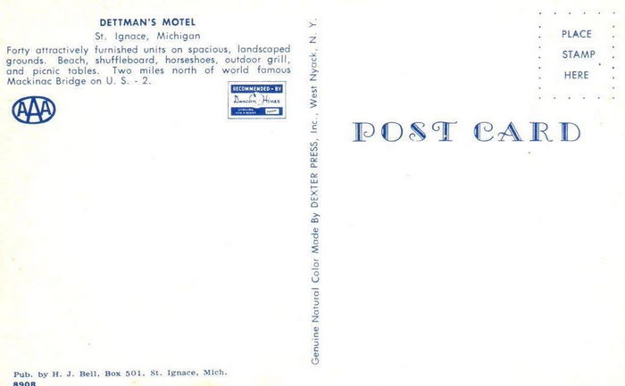 Dettmans Motel - Vintage Postcard